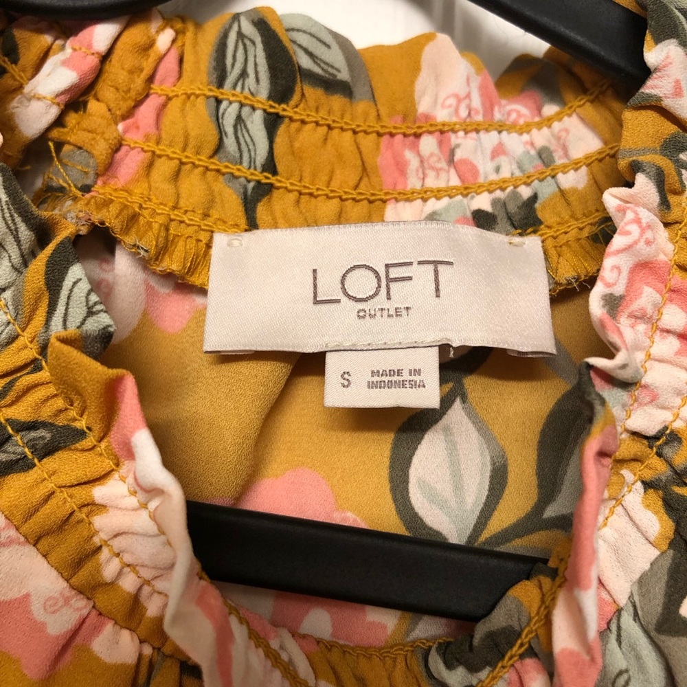 Loft Smocked Ruffle Shell in Aztec Gold - Picture 3 of 5